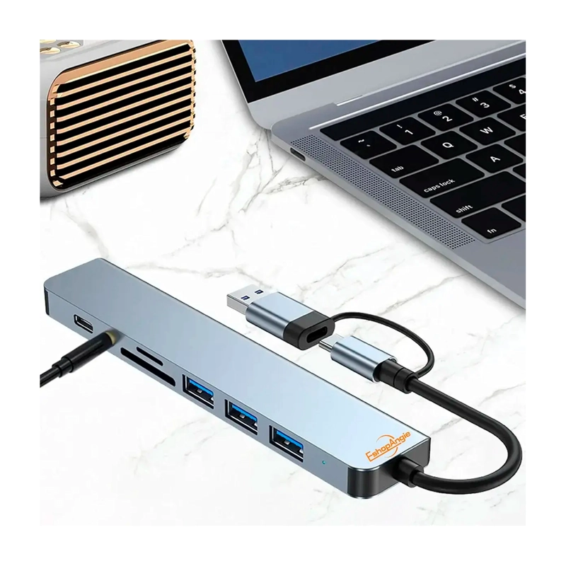 HUB ADAPTADOR USB TIPO C 8 EN 2 PARA MAC MACBOOK WINDOWS - 7