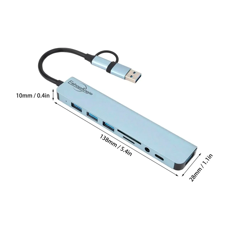 HUB ADAPTADOR USB TIPO C 8 EN 2 PARA MAC MACBOOK WINDOWS - 8