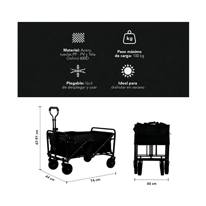 CARRITO PARA COMPRAS PLEGABLE IDEAL PARA EL CAMPING - 2