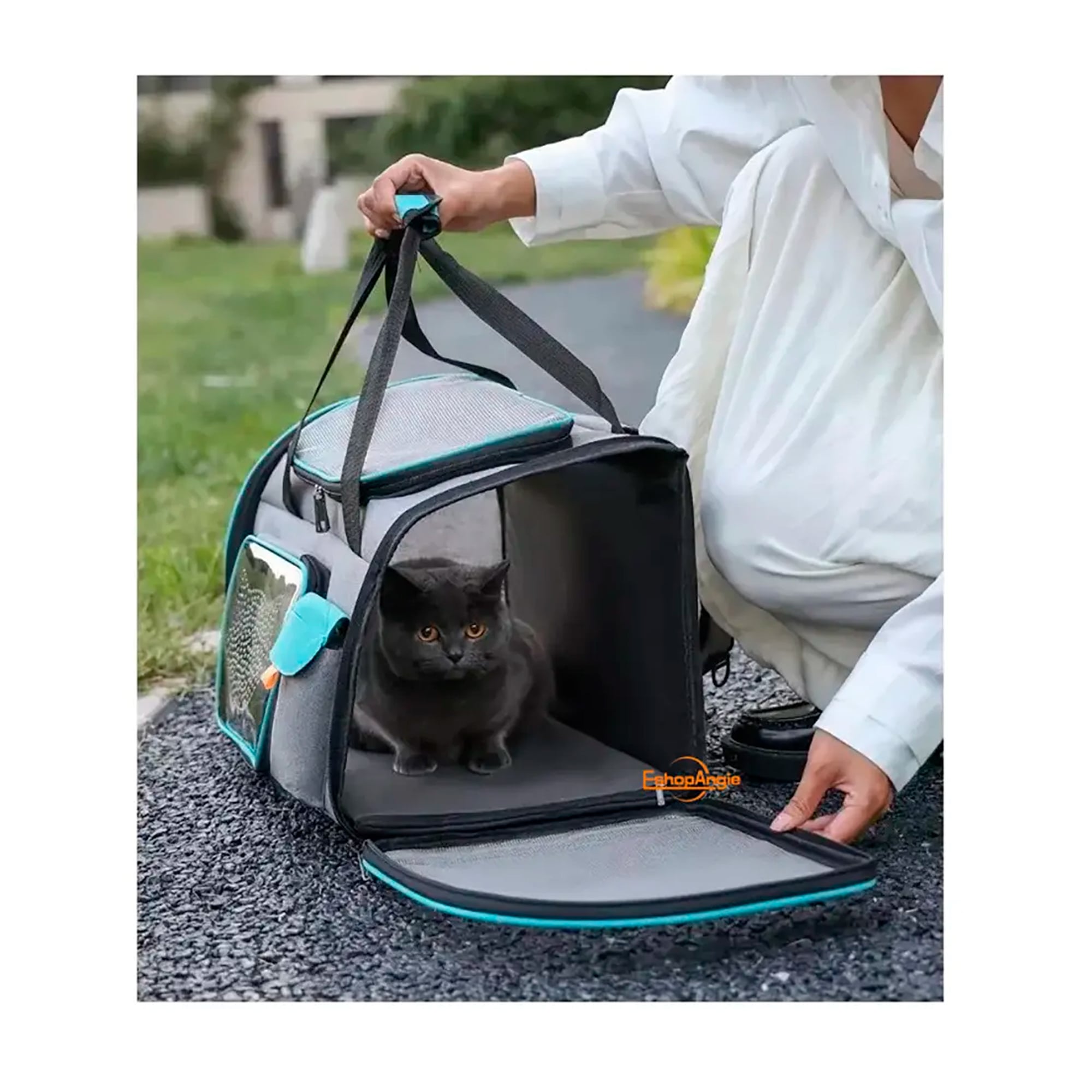 BOLSO TRANSPORTADOR PARA MASCOTA VIAJE MOCHILA TRANSPIRABLE - 7