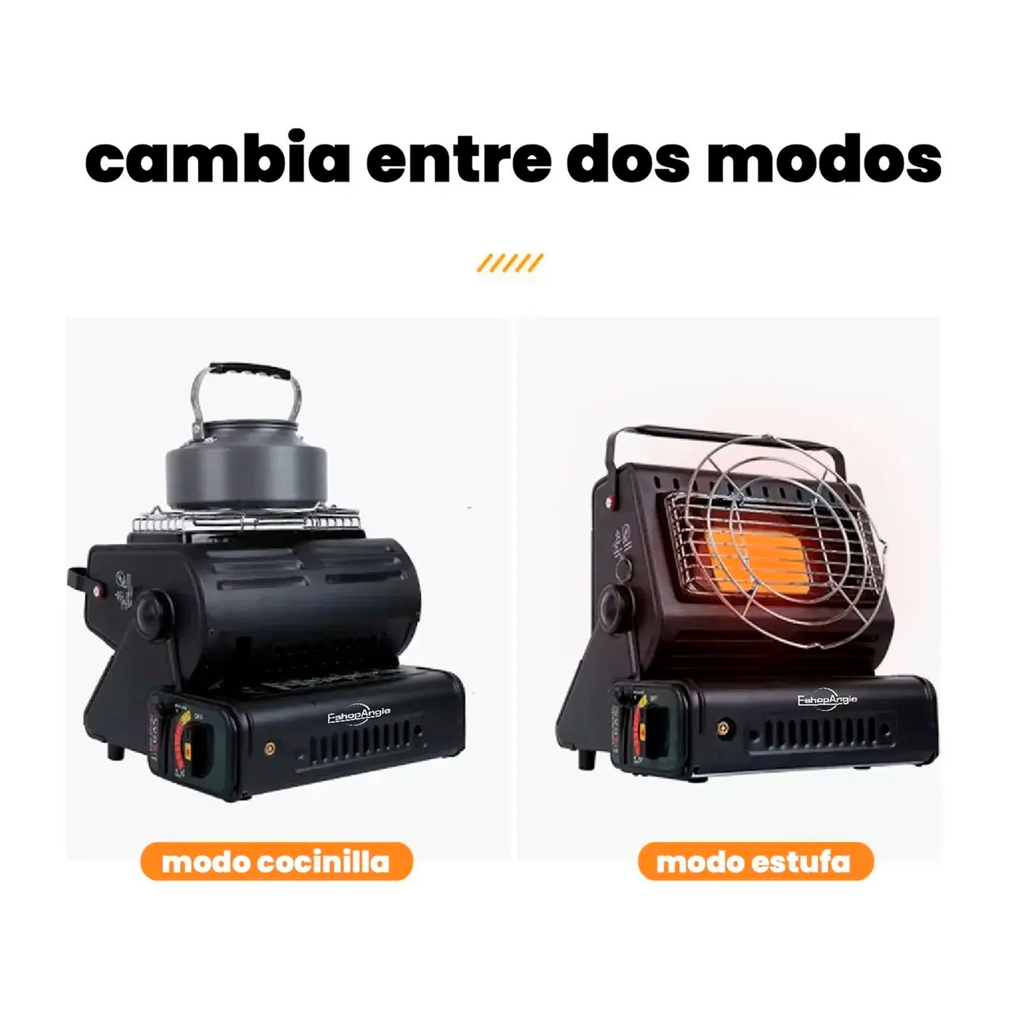 CALEFACTOR COCINILLA GAS HIBRIDA 2 EN 1 PORTATIL CAMPING - 3