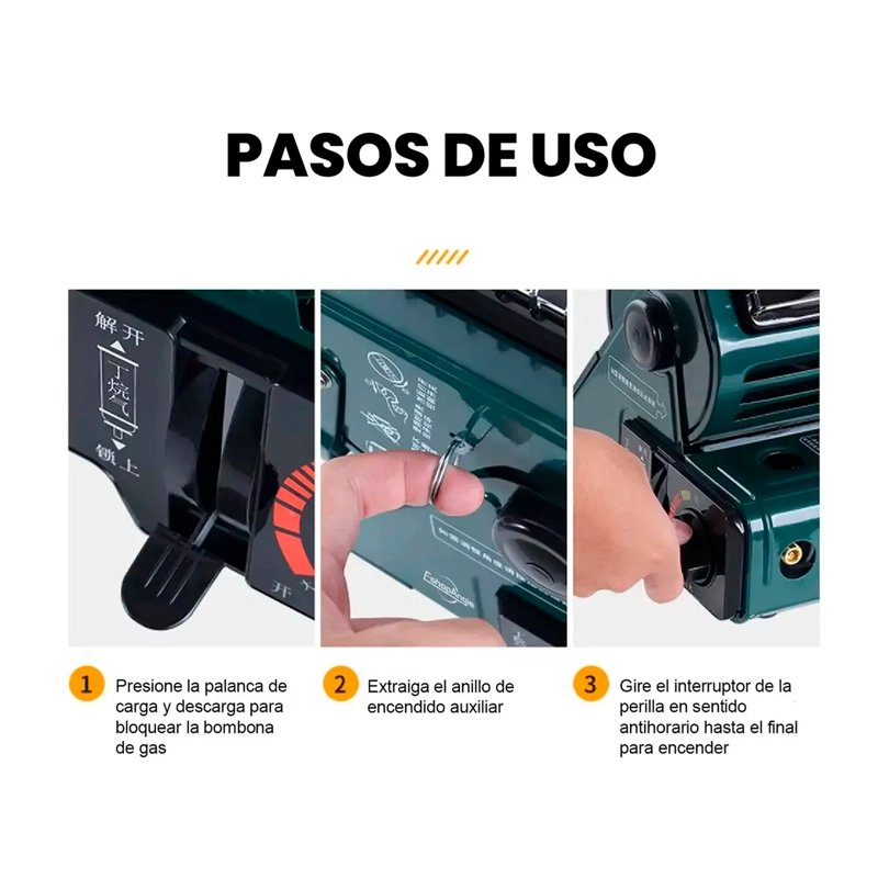 CALEFACTOR COCINILLA GAS HIBRIDA 2 EN 1 PORTATIL CAMPING - 4