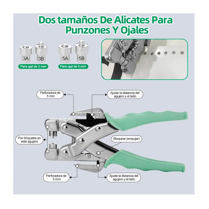KIT REMACHADORA PERFORADORA OJETILLOS MAS 160 OJETILLOS - 3