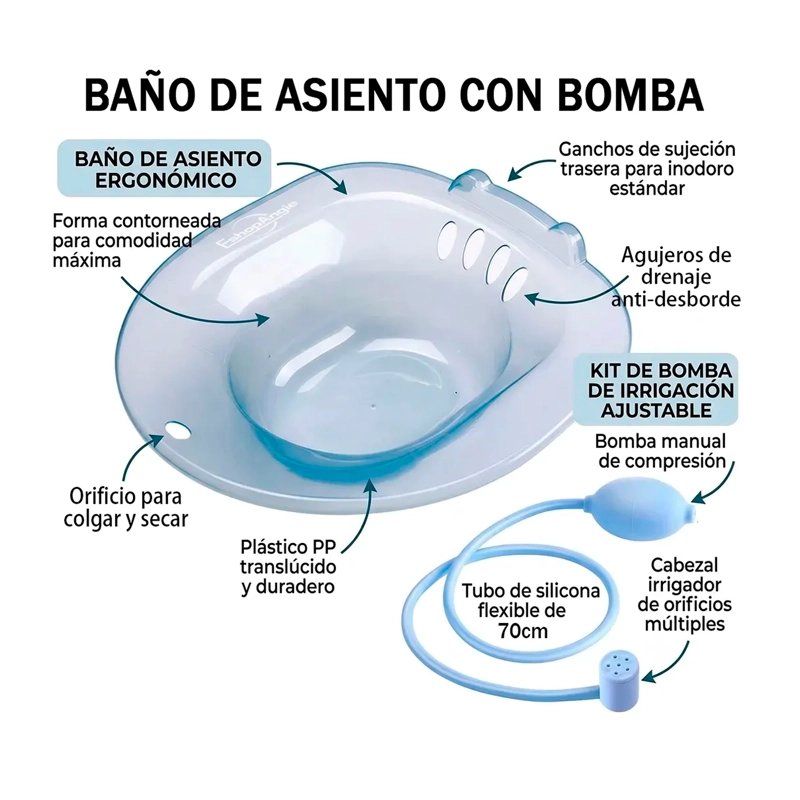 BAÑO ASIENTO BIDET PORTATIL POSTPARTO HEMORROIDES HIRRIGADOR - 3