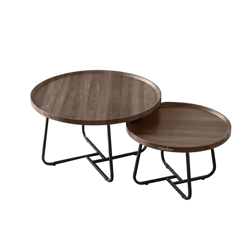 JUEGO DE 2 MESAS DE CENTRO LIVING REDONDA MADERA 70+50CM - 2
