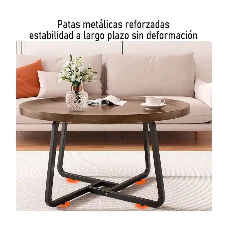 JUEGO DE 2 MESAS DE CENTRO LIVING REDONDA MADERA 70+50CM - 4
