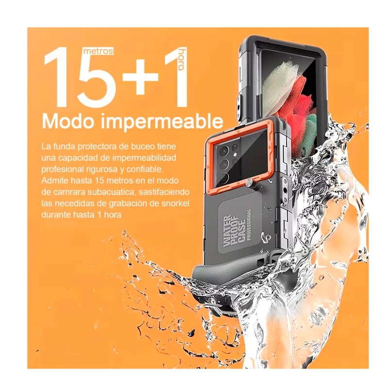 CARCASA CELULAR IMPERMEABLE SUMERGIBLE DE BUCEO DE 15 MTS - 4