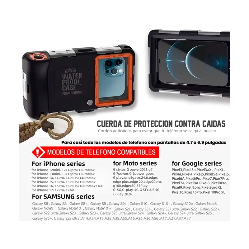 CARCASA CELULAR IMPERMEABLE SUMERGIBLE DE BUCEO DE 15 MTS - 5