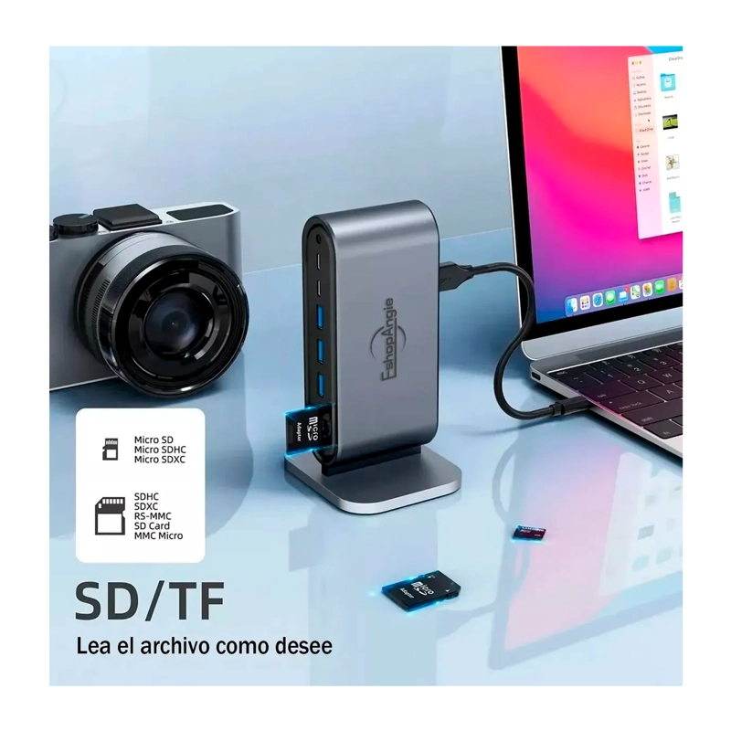ADAPTADOR HUB 4K MULTIPUERTO 12 EN 1 USB-C HDMI VGA SD/TF - 4