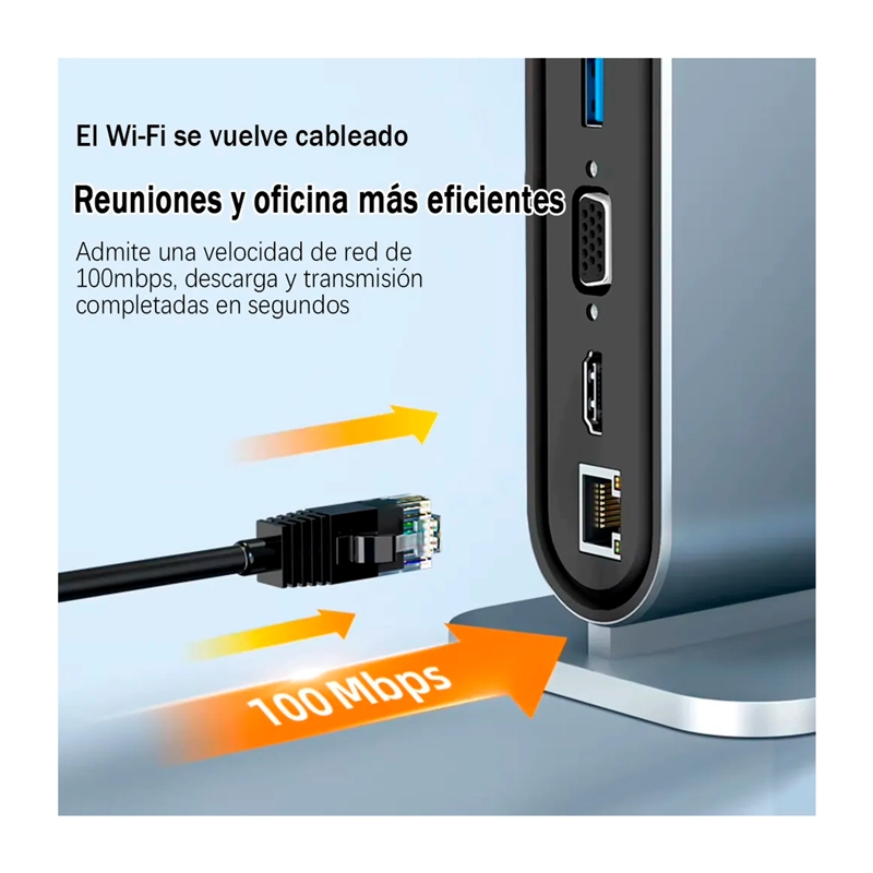 ADAPTADOR HUB 4K MULTIPUERTO 12 EN 1 USB-C HDMI VGA SD/TF - 5