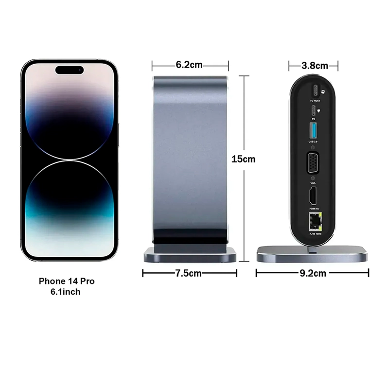 ADAPTADOR HUB 4K MULTIPUERTO 12 EN 1 USB-C HDMI VGA SD/TF - 7