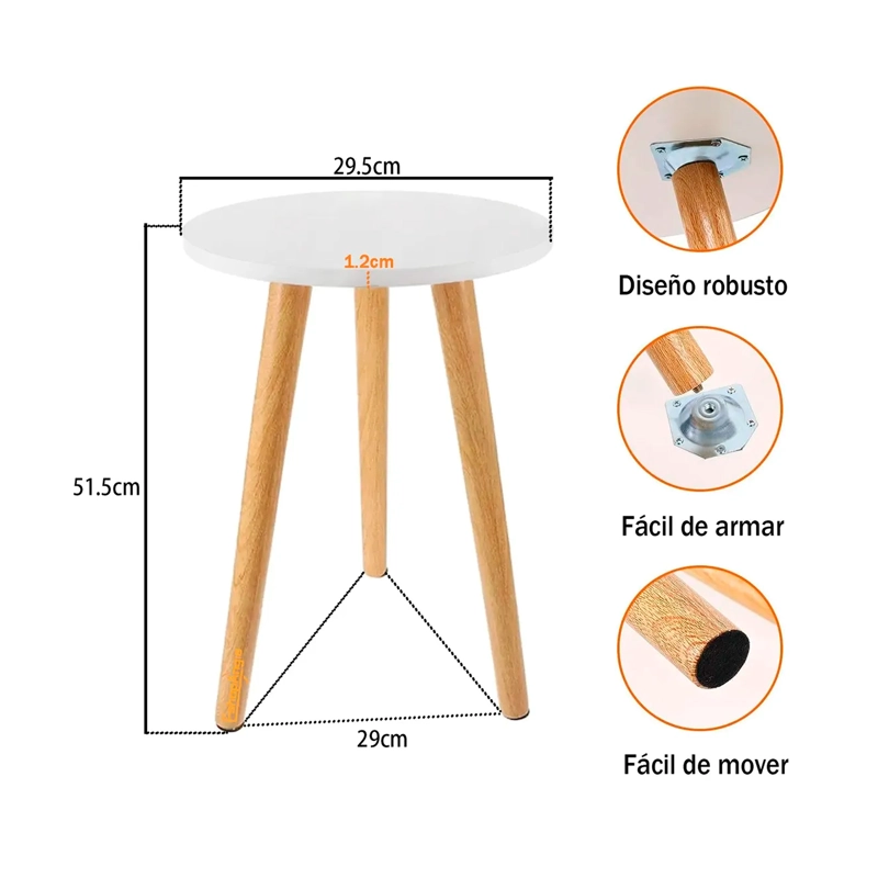 MESA AUXILIAR REDONDA MESA LATERAL CENTRO DE MADERA LIVING - 5