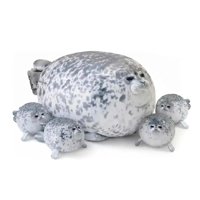 PELUCHE FOCA GUATONA SUAVE DE 50 CM + 4 FOQUITAS BEBES - 1