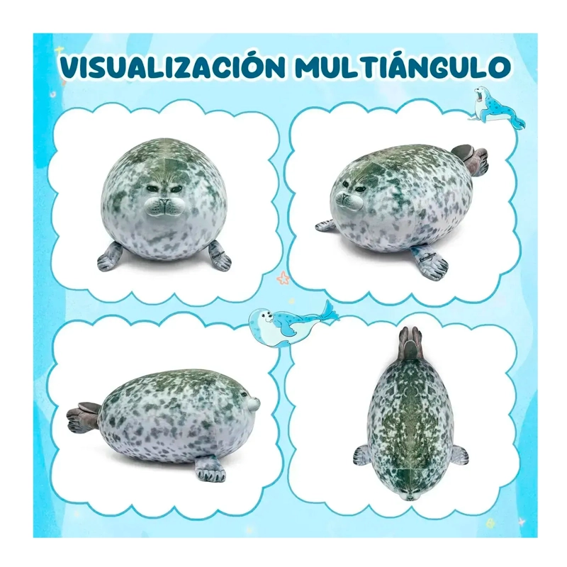 PELUCHE FOCA GUATONA SUAVE DE 50 CM + 4 FOQUITAS BEBES - 3