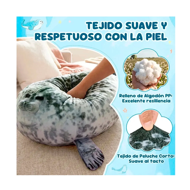 PELUCHE FOCA GUATONA SUAVE DE 50 CM + 4 FOQUITAS BEBES - 4