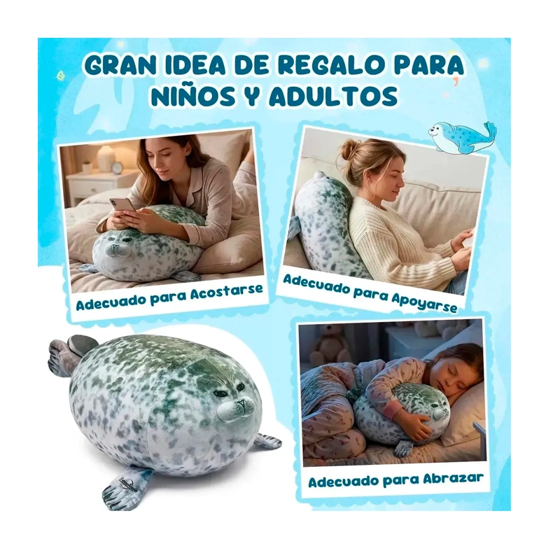 PELUCHE FOCA GUATONA SUAVE DE 50 CM + 4 FOQUITAS BEBES - 5