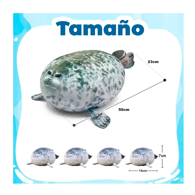 PELUCHE FOCA GUATONA SUAVE DE 50 CM + 4 FOQUITAS BEBES - 7