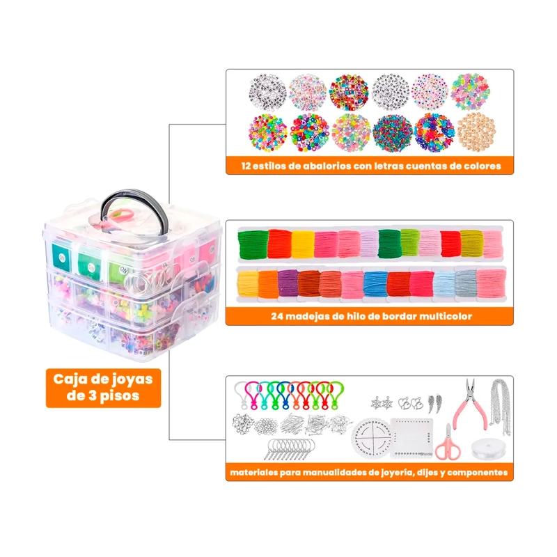 KIT DE ACCESORIOS PARA HACER PULSERAS Y ALHAJAS 4655PCS - 6
