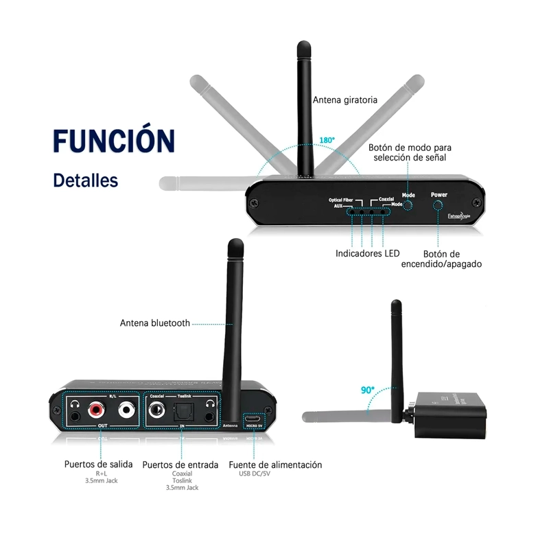 RECEPTOR TRANSMISOR BLUETOOTH Y CONVERSOR DIGITAL A ANALOGO - 2
