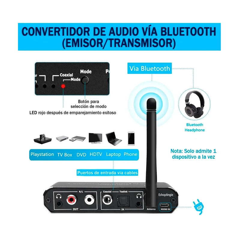 RECEPTOR TRANSMISOR BLUETOOTH Y CONVERSOR DIGITAL A ANALOGO - 4