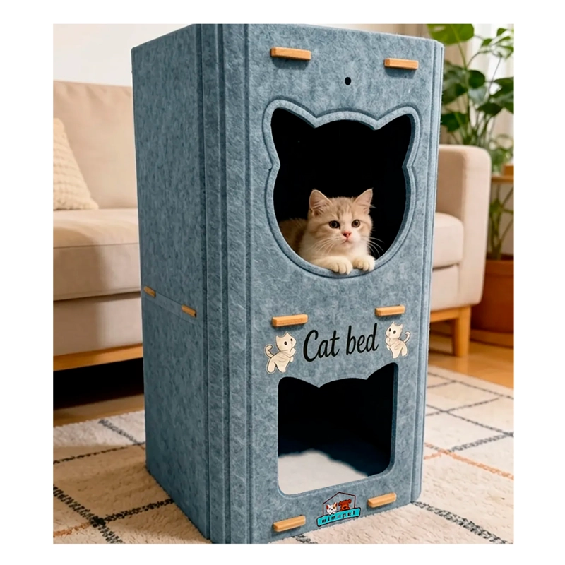 CASA PARA GATOS 3 PISOS DE FIELTRO CAMA CUEVA CERRADA - 2