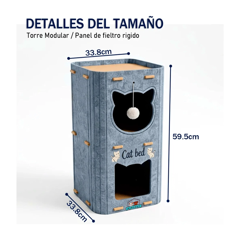 CASA PARA GATOS 3 PISOS DE FIELTRO CAMA CUEVA CERRADA - 5