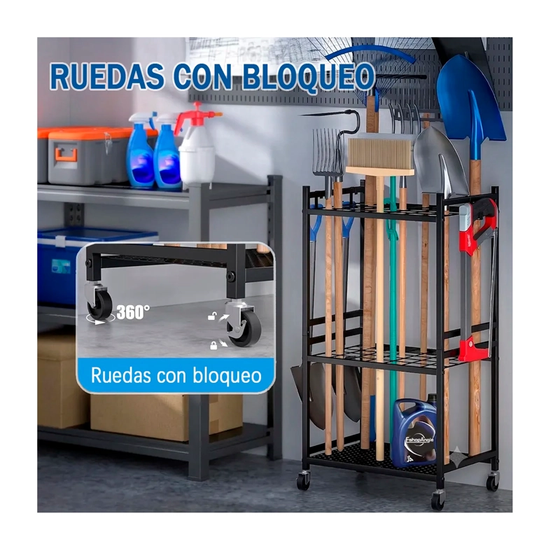 ORGANIZADOR CARRO DE HERRAMIENTAS JARDIN CON RUEDAS ESTANTE - 4