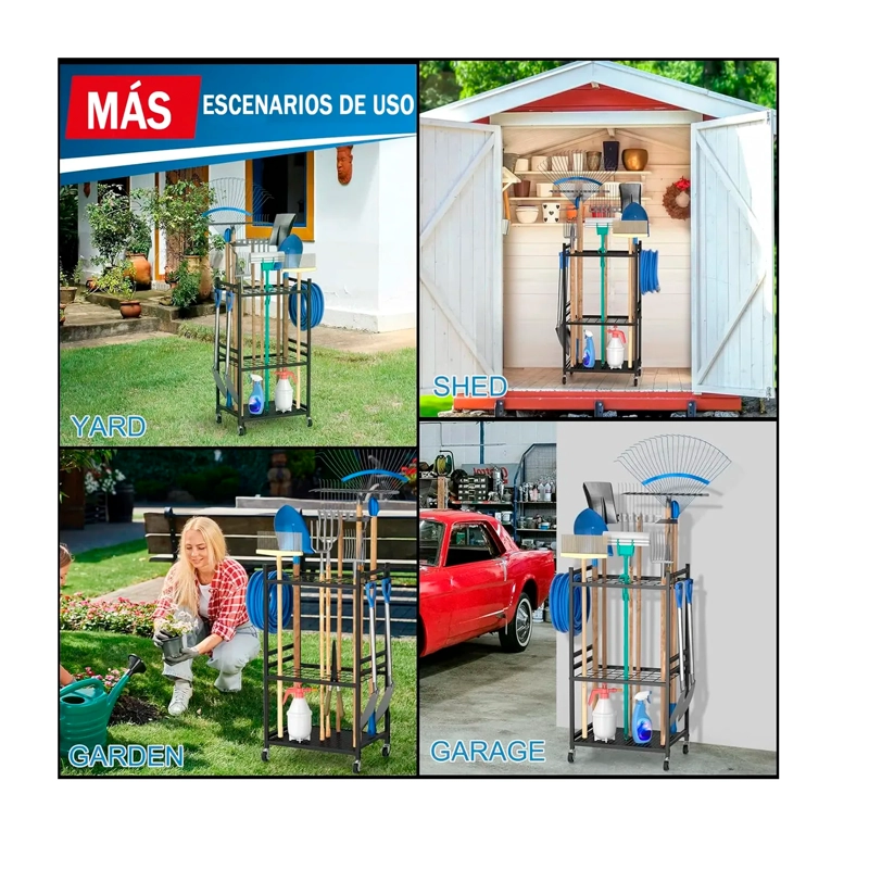 ORGANIZADOR CARRO DE HERRAMIENTAS JARDIN CON RUEDAS ESTANTE - 7