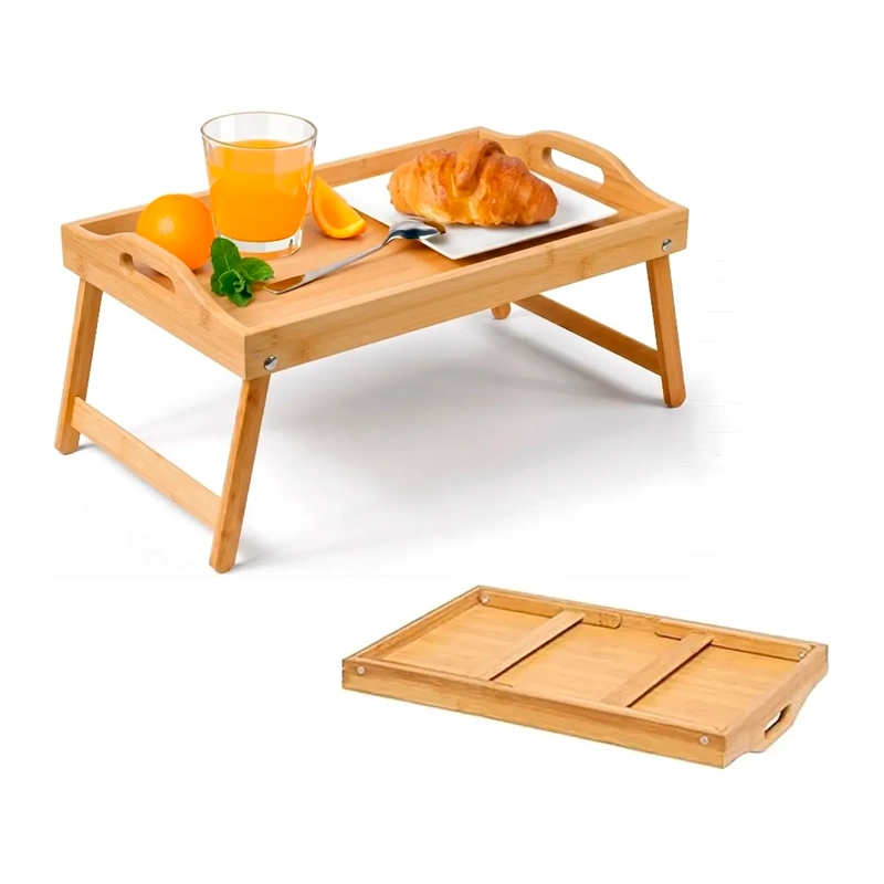 BANDEJA MESA PLEGABLE DE BAMBU PARA CAMA DESAYUNO NOTEBOOK - 1