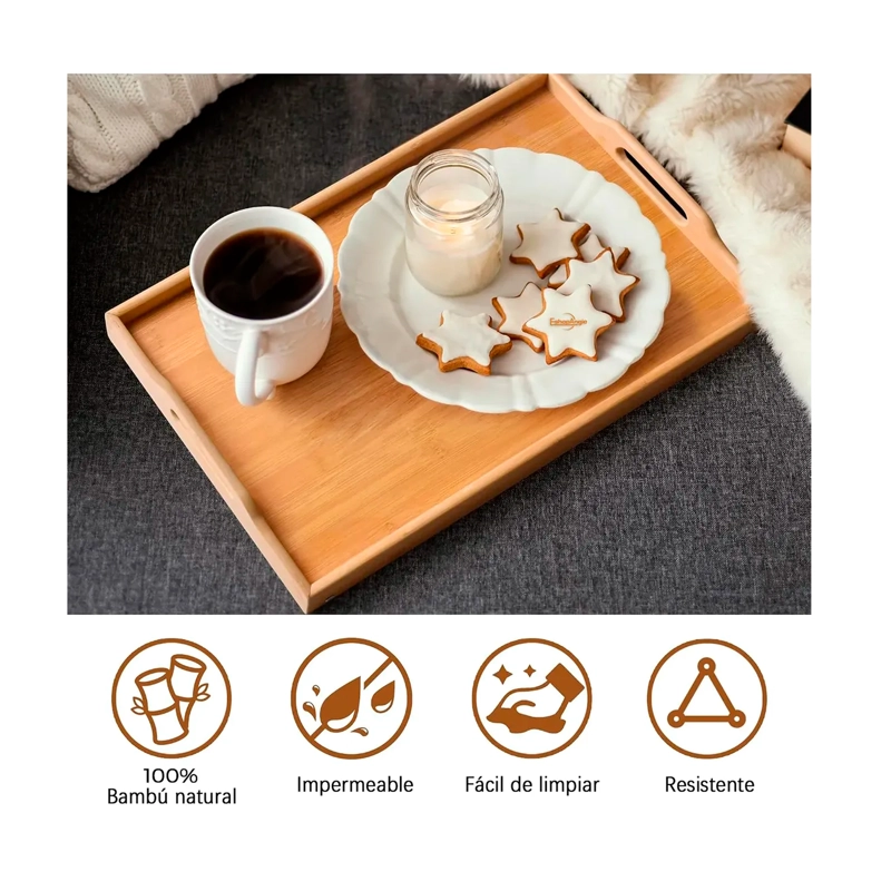 BANDEJA MESA PLEGABLE DE BAMBU PARA CAMA DESAYUNO NOTEBOOK - 4