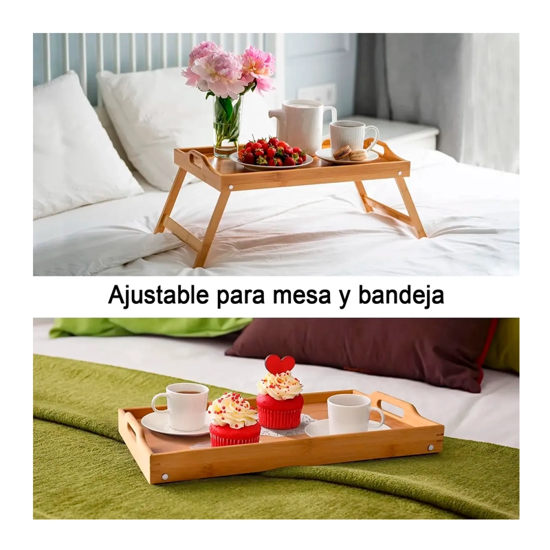 BANDEJA MESA PLEGABLE DE BAMBU PARA CAMA DESAYUNO NOTEBOOK - 8