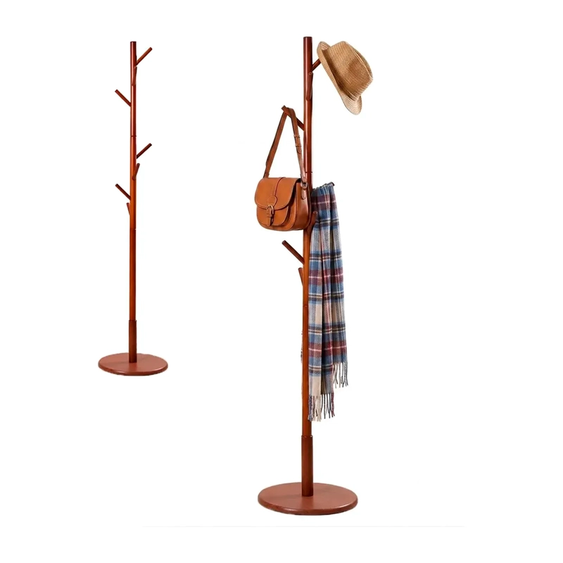 PERCHERO COLGADOR DE PIE MADERA 8 GANCHOS ARMABLE 172X38CM - 1