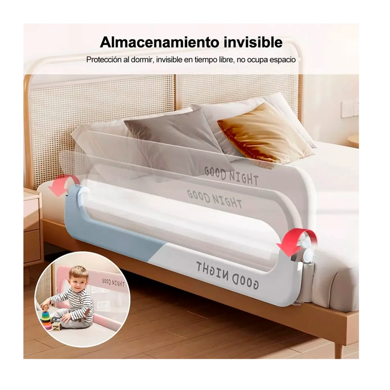 BARANDA DE CAMA SEGURIDAD BEBE ABATIBLE AJUSTABLE - 3