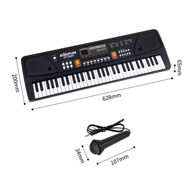 PIANO TECLADO MUSICAL ELE CTRICO DE 61 TECLAS + MICROFONO - 2