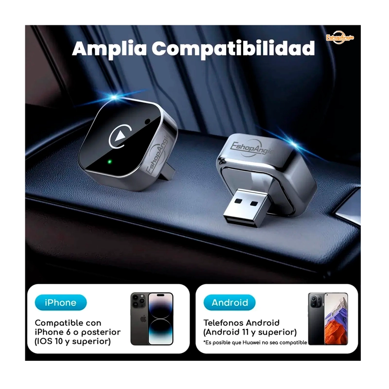 ADAPTADOR AUTOMATICO INALAMBRICO 2 EN 1 PARA CARPLAY/ANDROID - 5