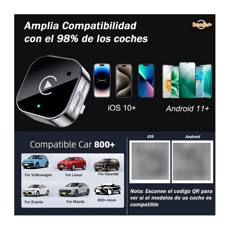 ADAPTADOR AUTOMATICO INALAMBRICO 2 EN 1 PARA CARPLAY/ANDROID - 6