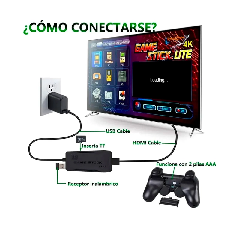 GAMER STICK 4K M8 LITE PARA TV CON MAS DE 20000 JUEGOS - 3