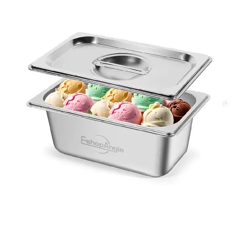 PACK 6 DEPOSITO GASTRONOMICO ACERO 16 CM X 26.5 CM CON TAPA - 1