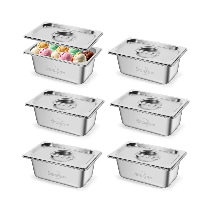 PACK 6 DEPOSITO GASTRONOMICO ACERO 16 CM X 26.5 CM CON TAPA - 2