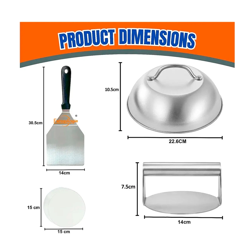 KIT DE PRENSA DE HAMBURGUESAS DE ACERO INOXIDABLE - 2