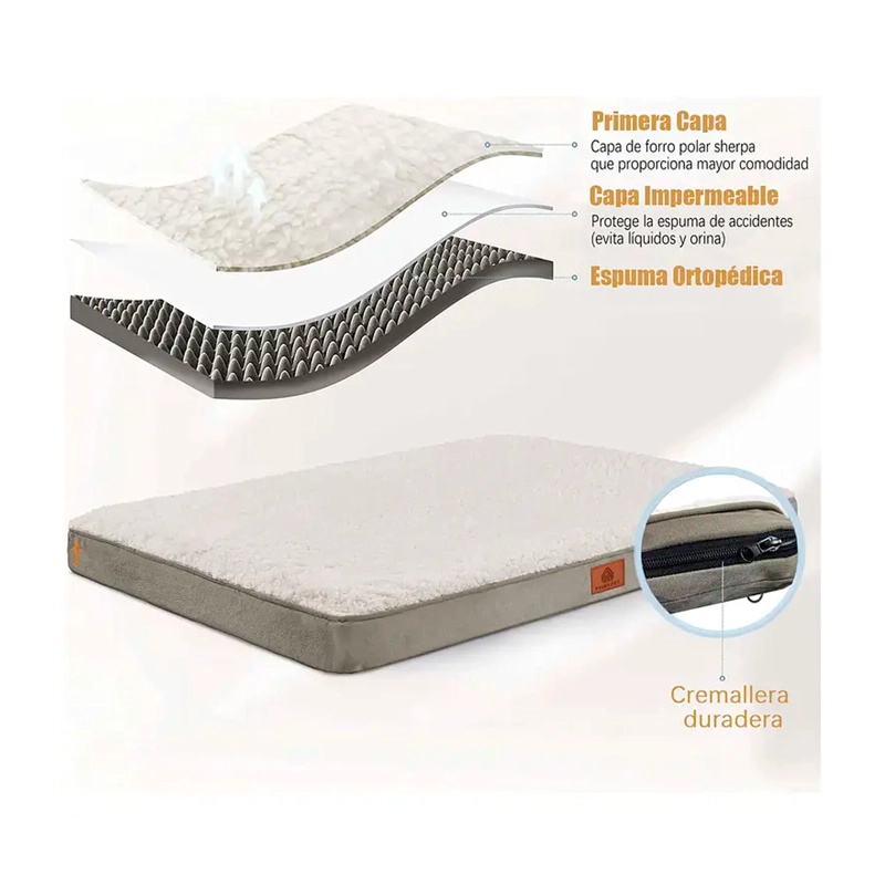 CAMA COLCHON ORTOPE DICA PARA MASCOTAS PERROS 77X51CM LAVABLE - 3