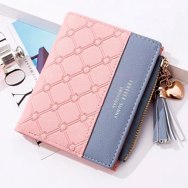 BILLETERA TARJETERO MONEDERO ELEGANTE DE MUJER ECO CUERO - 1