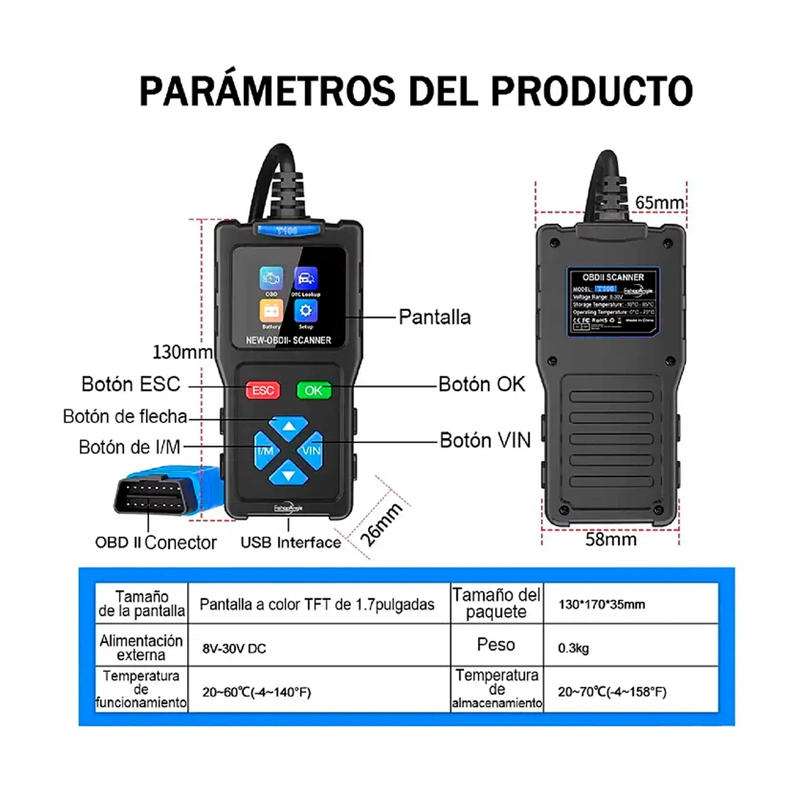 ESCANER AUTOMOTRIZ OBD2 T100 LECTOR DE CODIGOS MULTIMARCA - 2