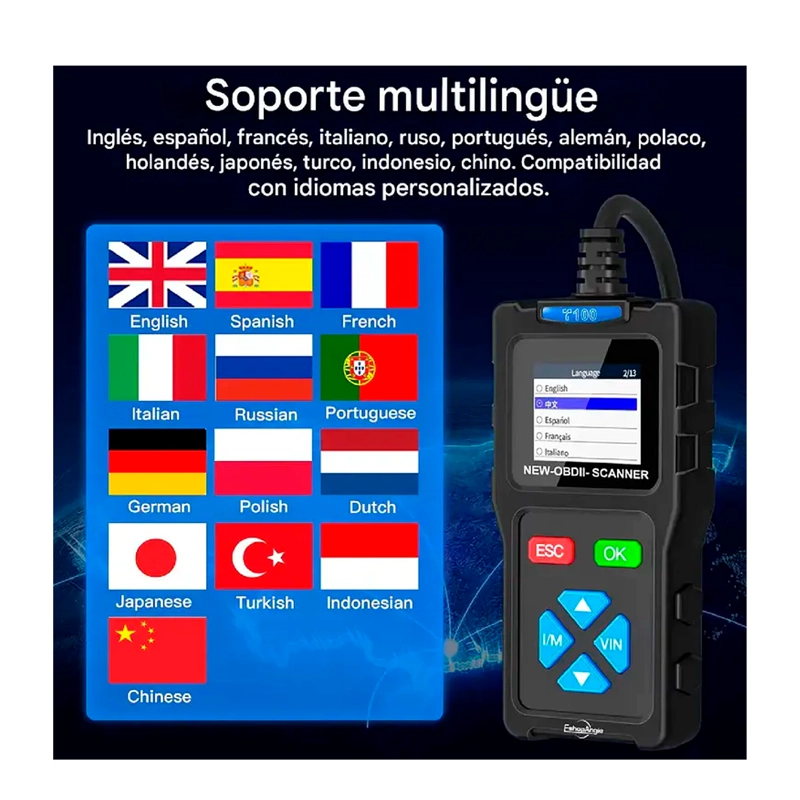 ESCANER AUTOMOTRIZ OBD2 T100 LECTOR DE CODIGOS MULTIMARCA - 3