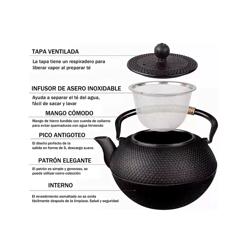 TETERA HIERRO FUNDIDO JAPONESA CON INFUSOR ACERO - 3