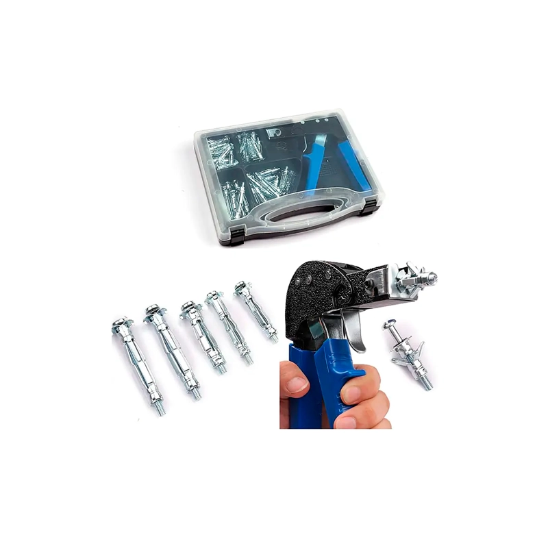 HERRAMIENTA PISTOLA ANCLAJE PARED HUECA TARUGO ARAÑA 72PCS - 1