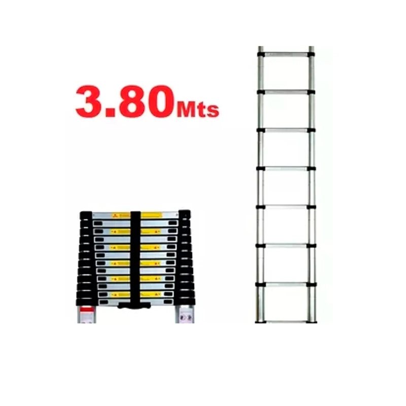 ESCALERA TELESCOPICA ALUMINIO RETRACTIL 3.8 M SOPORTA 150KG - 1