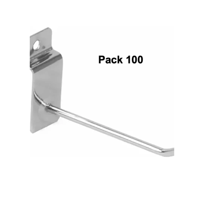 PACK 100 GANCHOS GANCHERAS PANEL RANURADO 15 CM EXHIBIDOR - 2