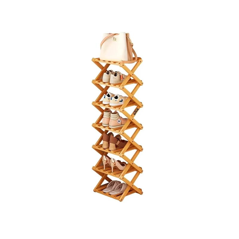 ZAPATERO ORGANIZADOR PLEGABLE DE BAMBU 7 NIVELES MULTIUSO - 1