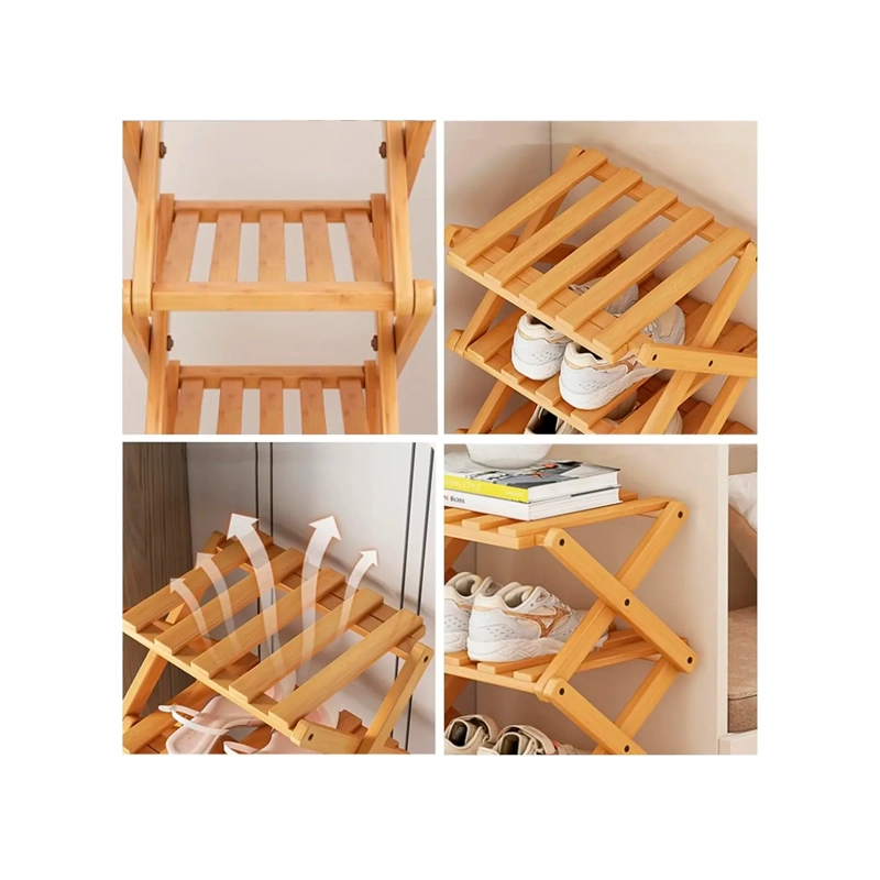 ZAPATERO ORGANIZADOR PLEGABLE DE BAMBU 7 NIVELES MULTIUSO - 2